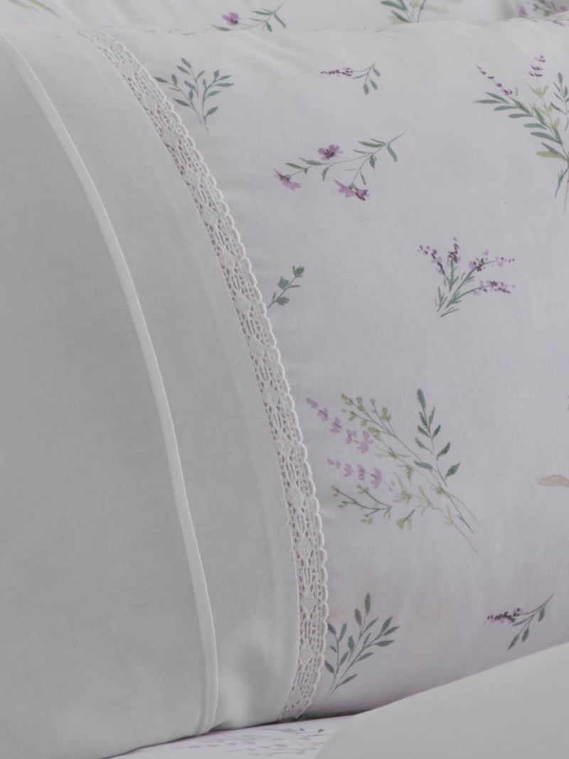 Dreams & Drapes Lilac Chloe Lace Detail Duvet Cover Set - British product