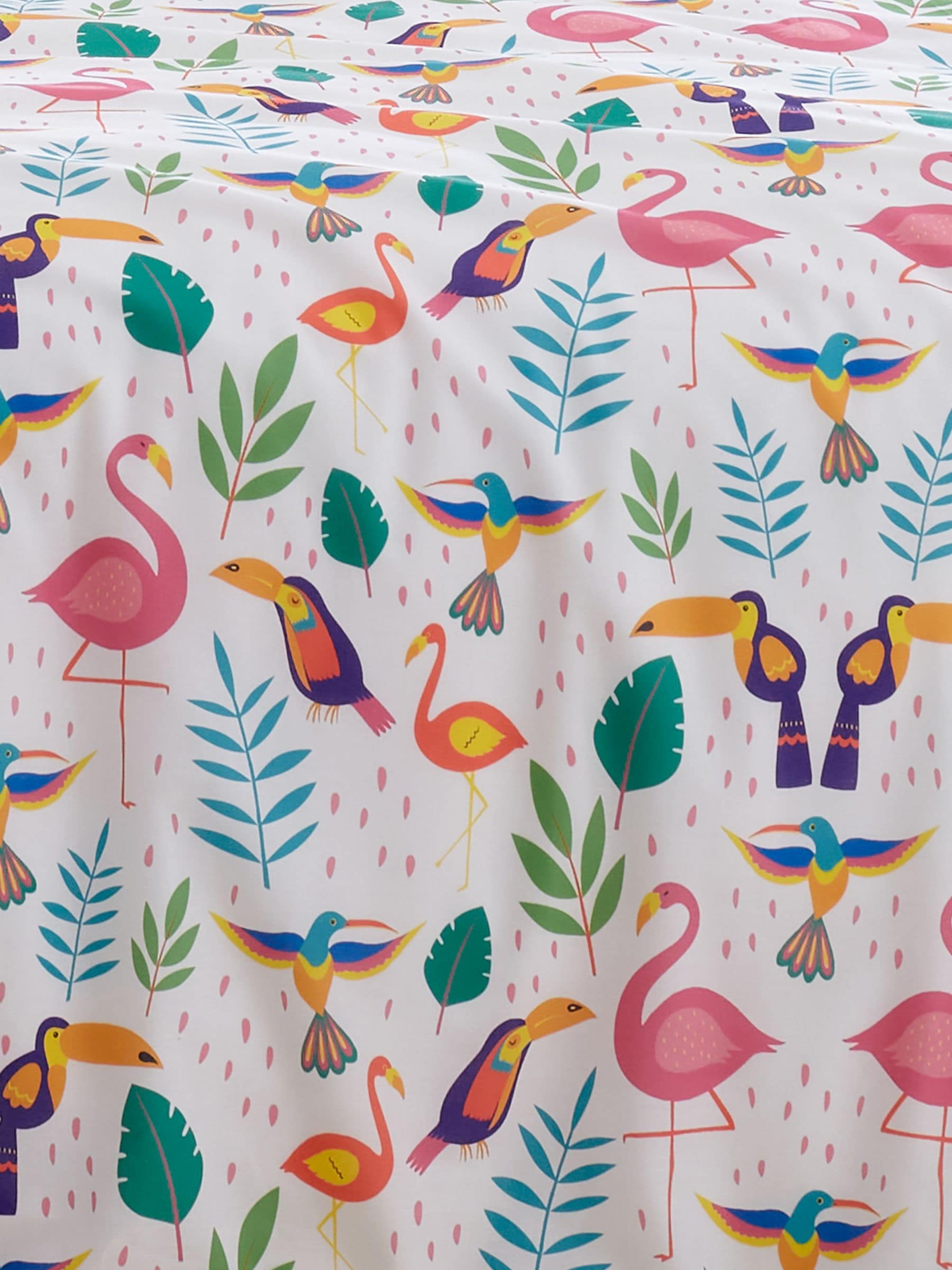 Fusion Pink Tropical Flamingo Reversible Duvet Cover Set - British product