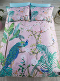 Soiree pink peacock jungle duvet cover set (British brand)