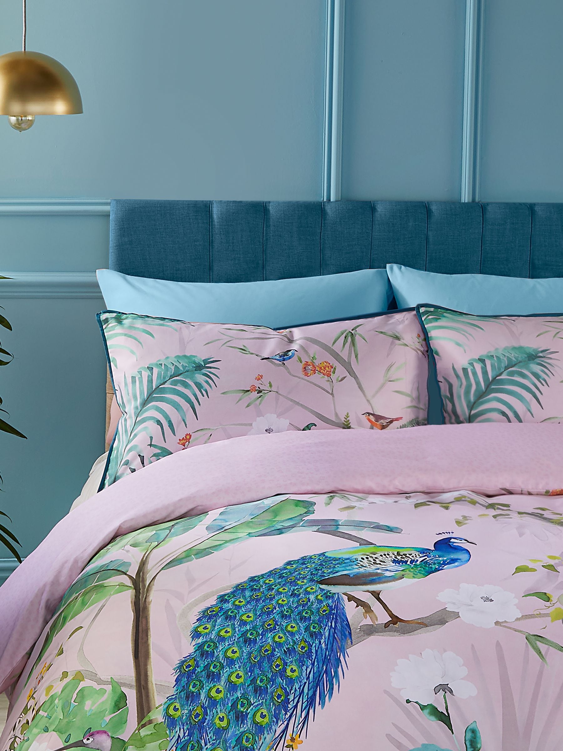 Soiree pink peacock jungle duvet cover set (British brand)