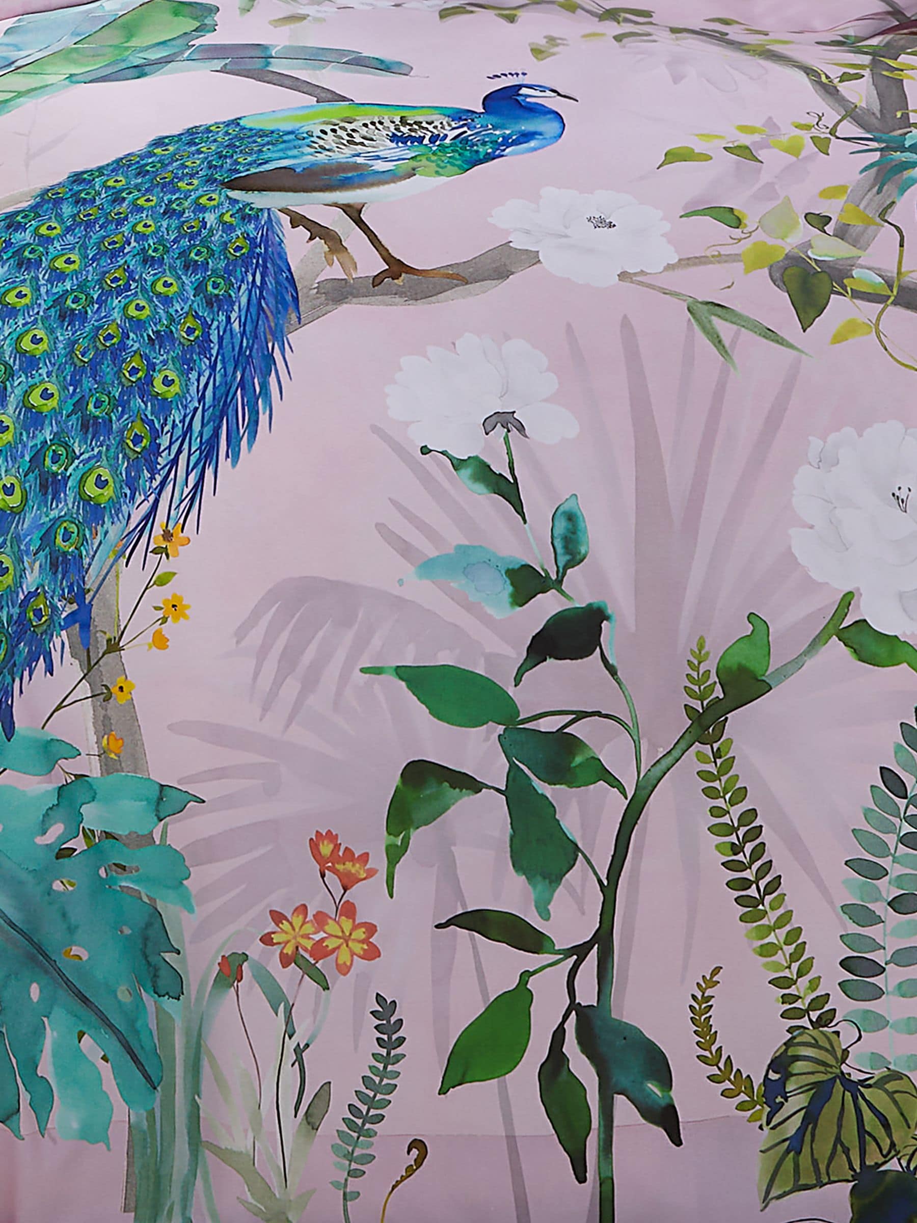 Soiree pink peacock jungle duvet cover set (British brand)