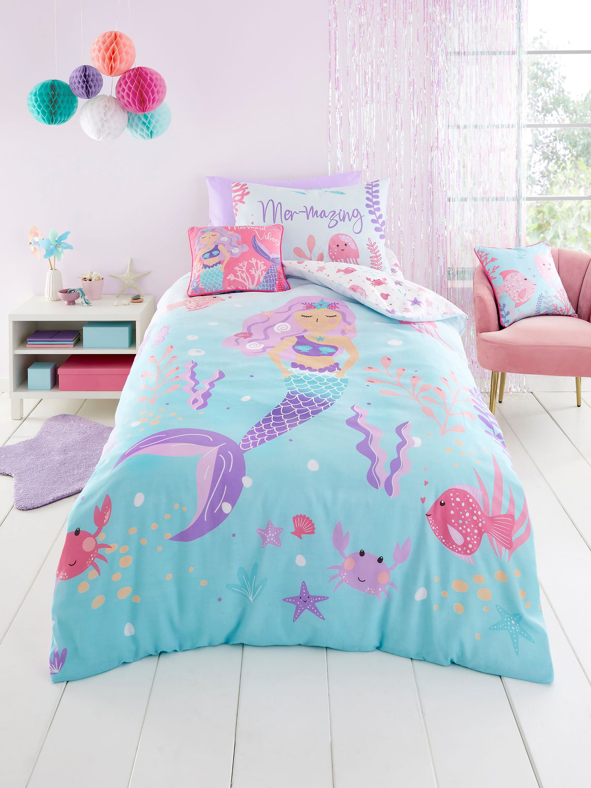 Bedlam Agua Mermaid Vibes Reversible Duvet Cover Set