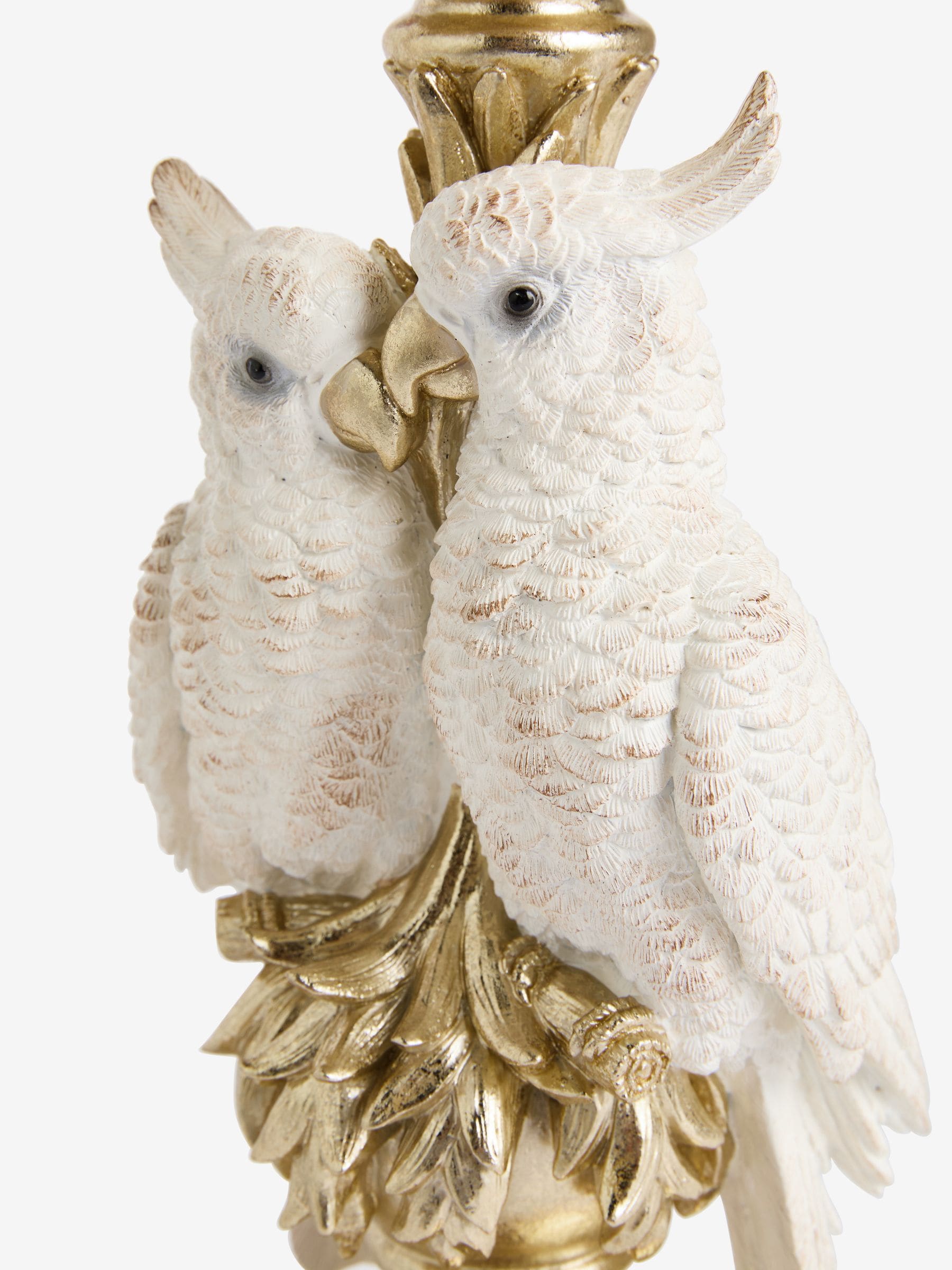 Gold cockatoo pillar candle holder 31.5cm height 14.5cm diameter, UK version