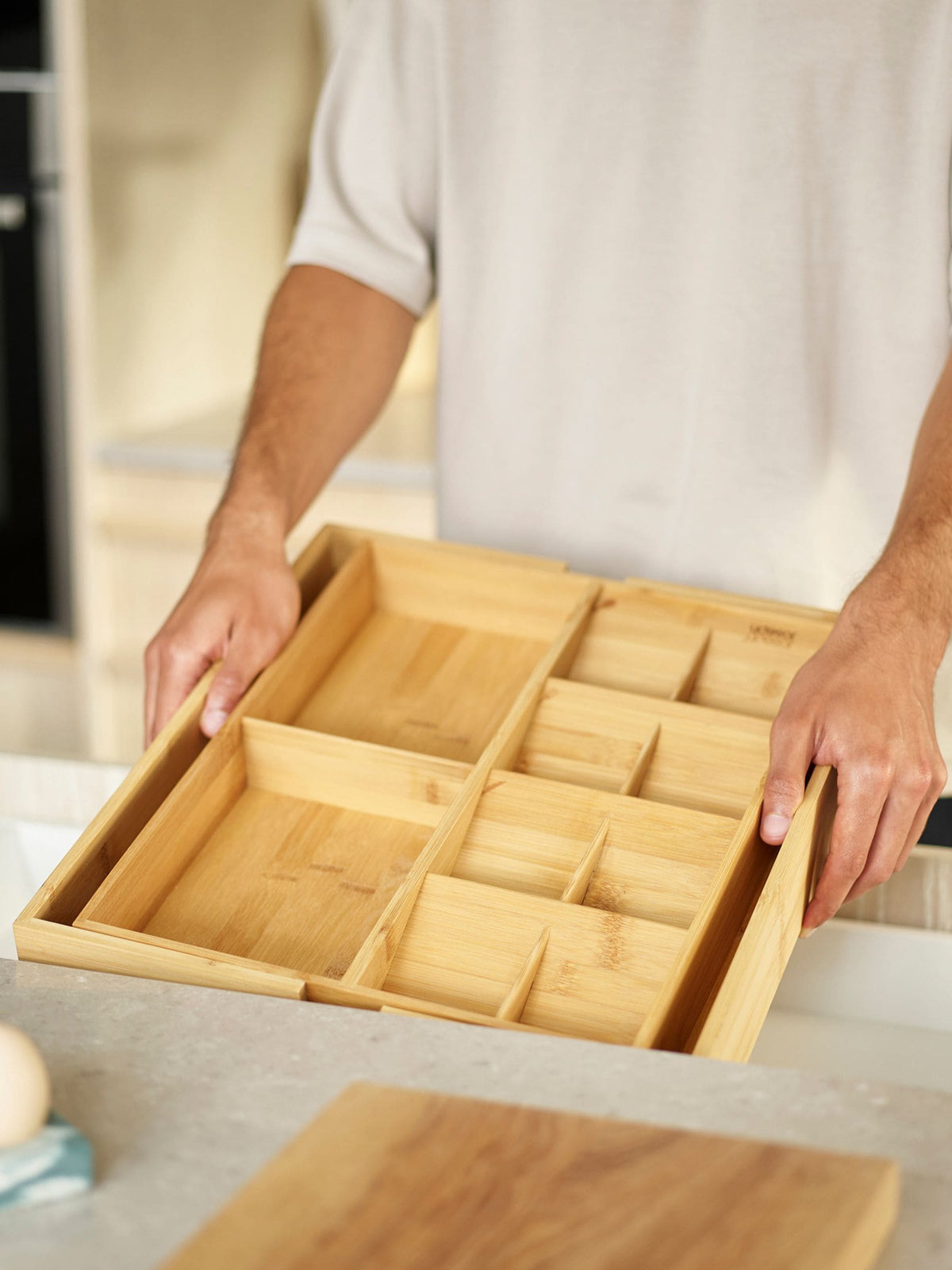 Joseph Joseph Wooden Expandable Cutlery Utensil and Gadgets Organiser