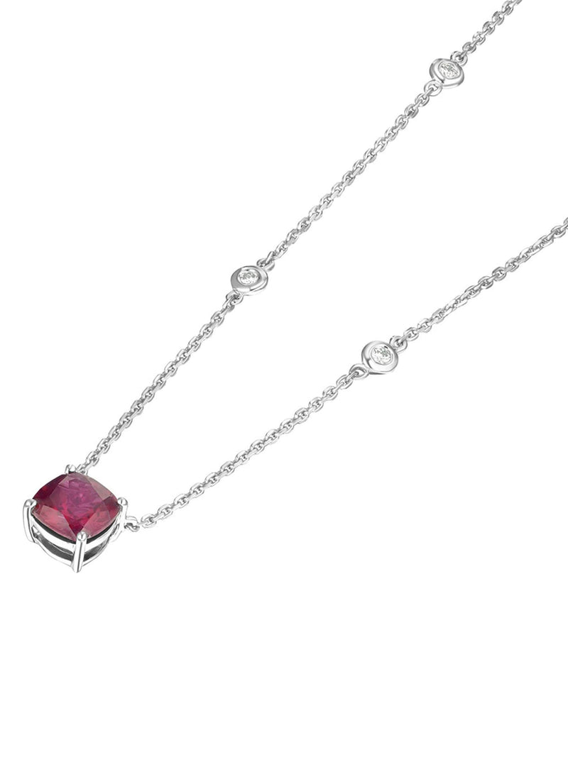 The Diamond Store Red Astra 2.00ct Lab Ruby And Diamond Solitaire Necklace