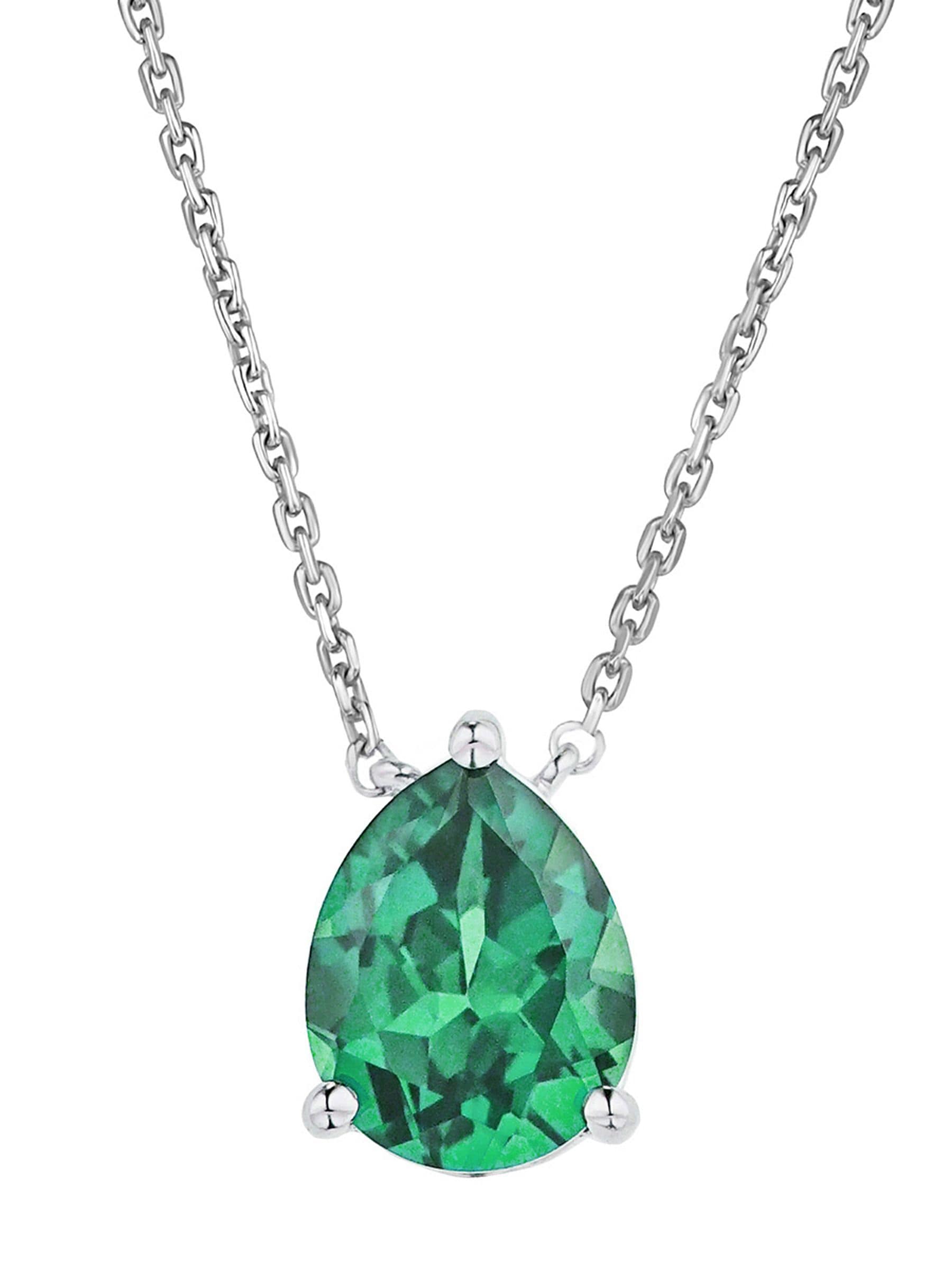 The Diamond Store green 3.5ct lab diamond and emerald pear cut necklace (British brand)
