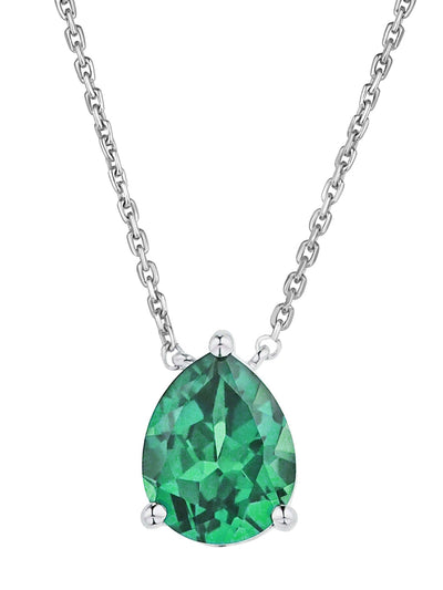 The Diamond Store Green Lab Diamond and Emerald Pear Necklace 3.5ct