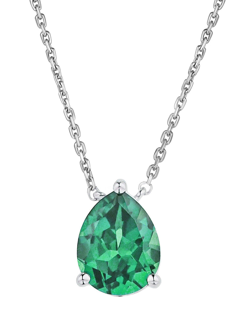 The Diamond Store green 3.5ct lab diamond and emerald pear cut necklace (British brand)