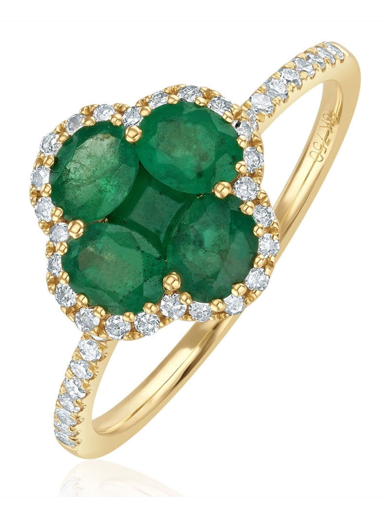 The Diamond Store Green Alegria 1.06ct Emerald and Diamond Ring (British brand)