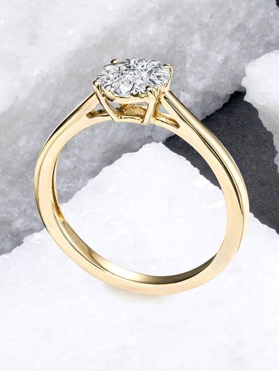 The Diamond Store White Lab Diamond Cluster Solitaire Engagement Ring 0.25ct