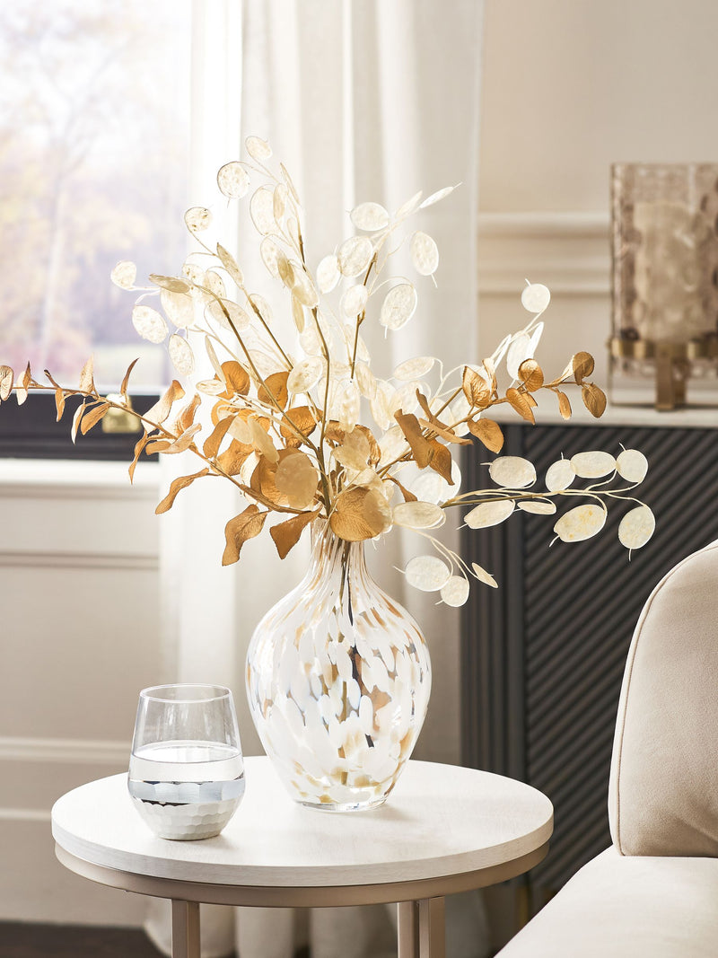 Gold artificial eucalyptus bouquet and confetti vase 50cm, UK version