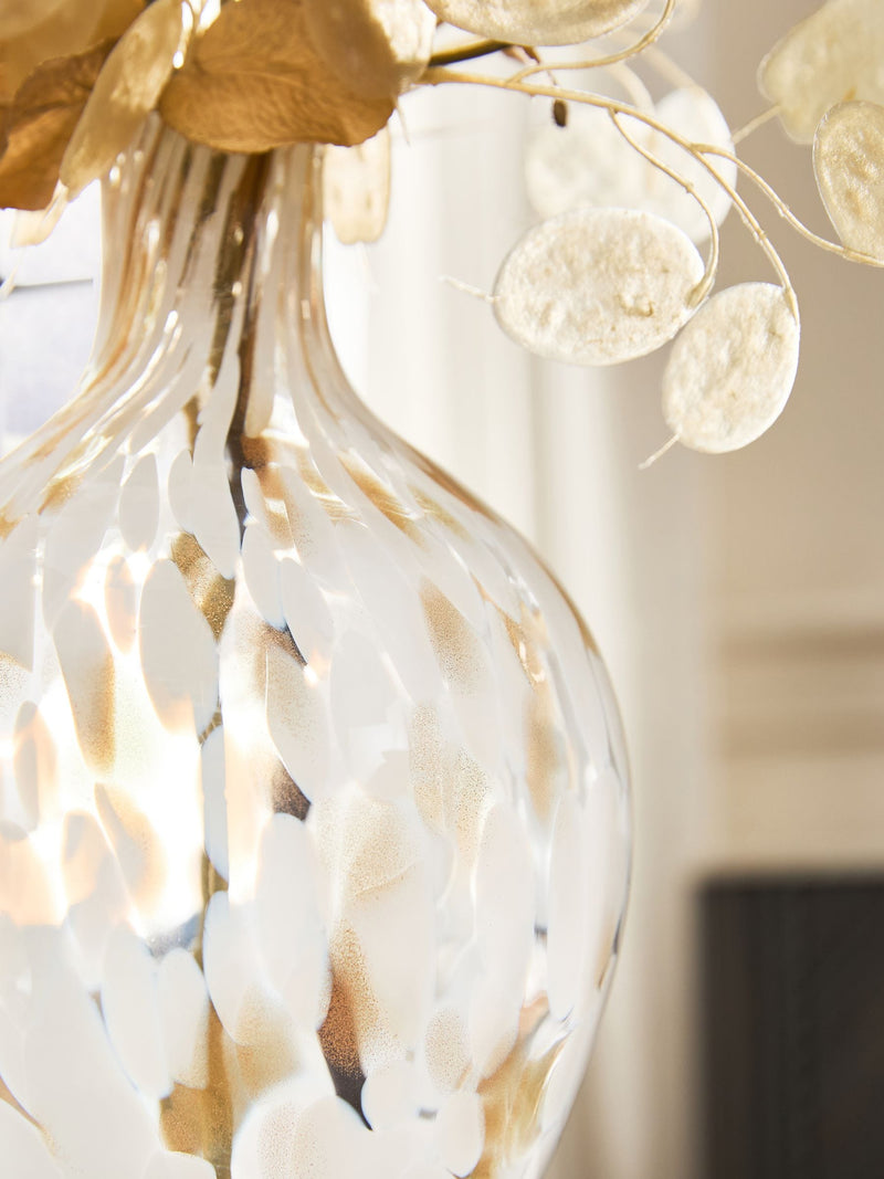 Gold artificial eucalyptus bouquet and confetti vase 50cm, UK version