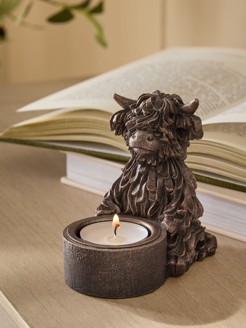 Bronze Hamish The Highland Cow Tea Light Candle Holder