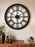 Black bobbin wall clock with 75cm diameter - British product