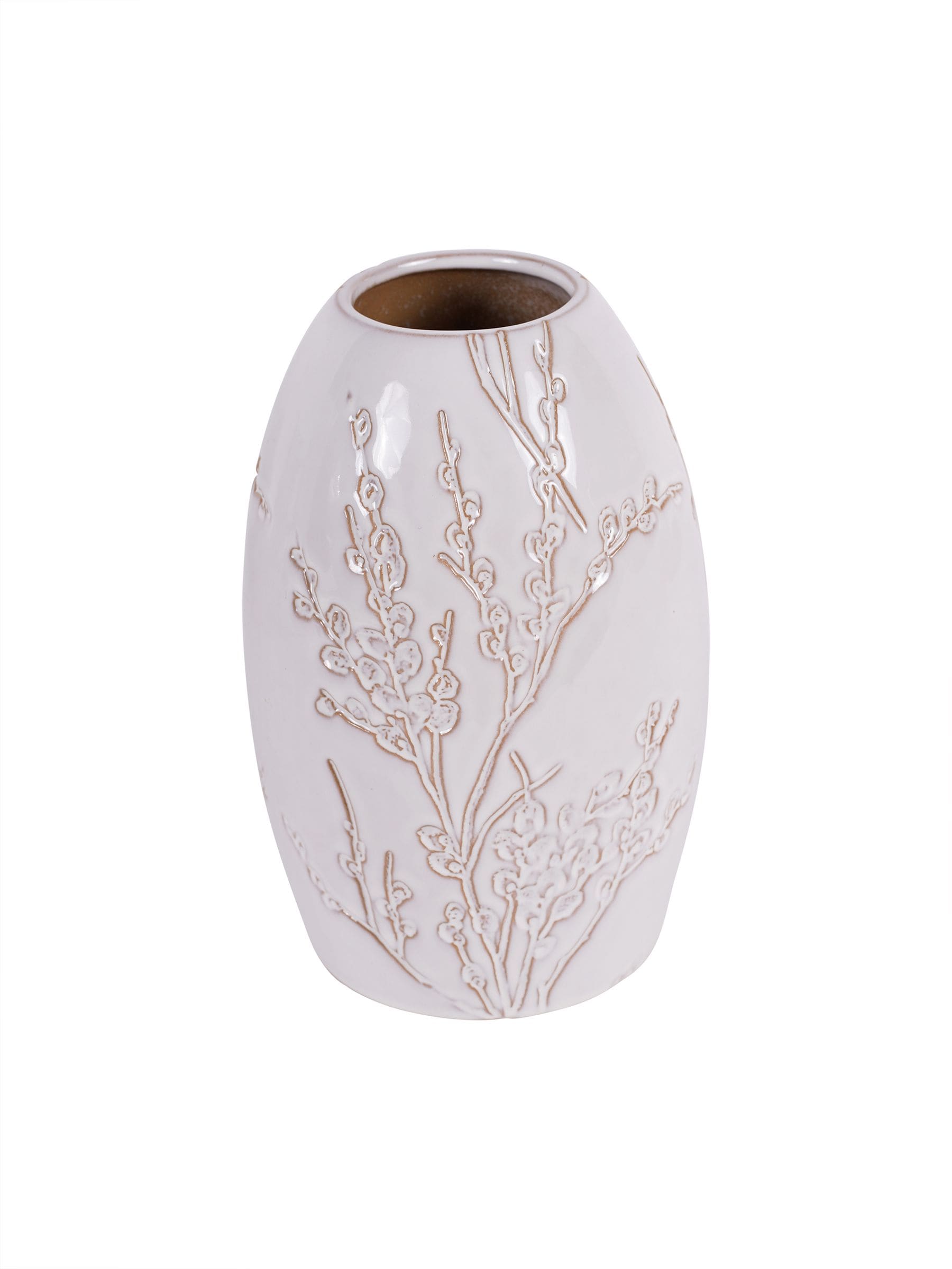 Laura Ashley White Pussywillow Antique White Stoneware Vase, UK version