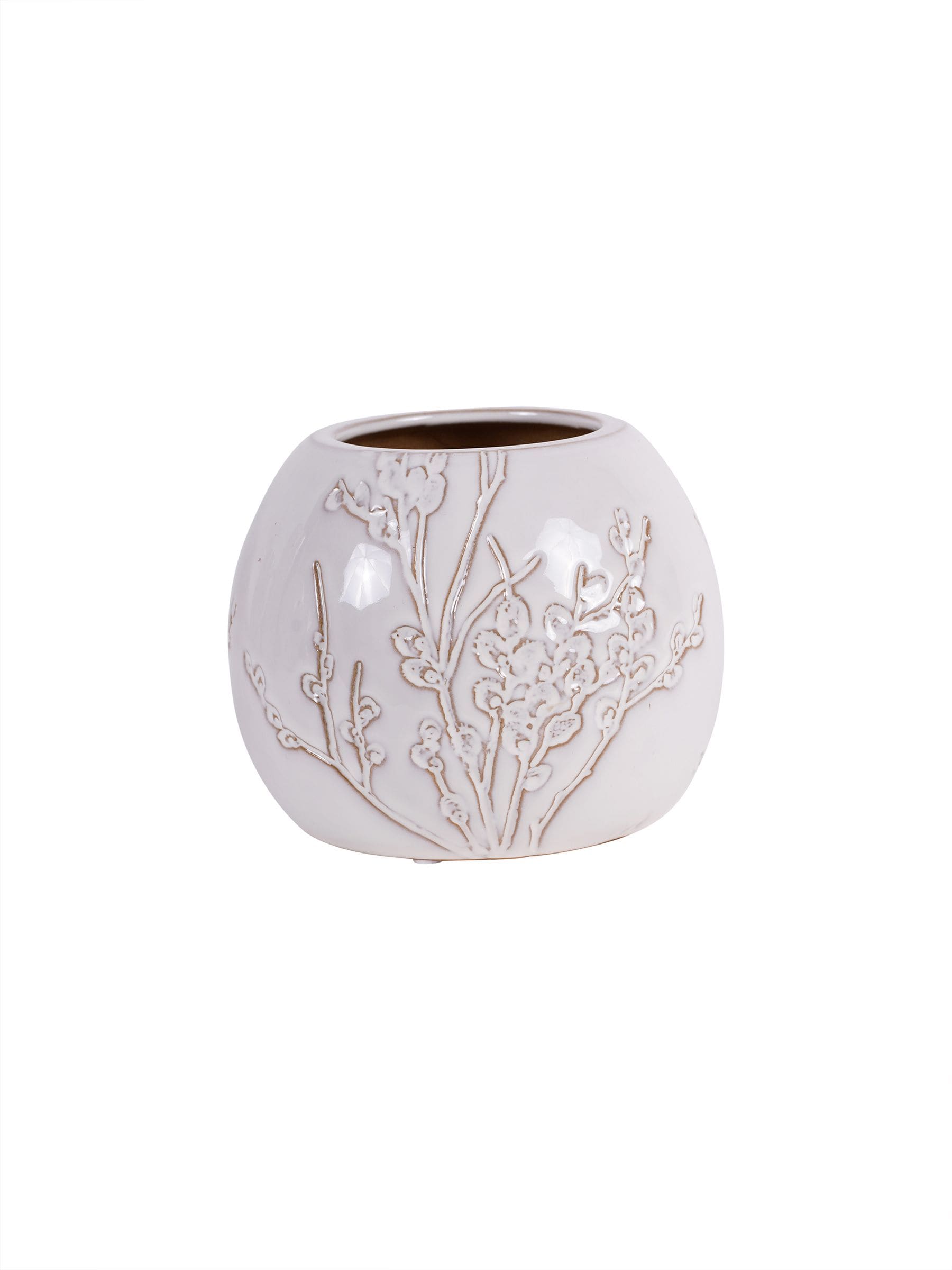 Laura Ashley White Pussywillow Antique White Stoneware Vase, UK version