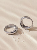 Silver tone stainless steel huggie hoop earrings (British brand)
