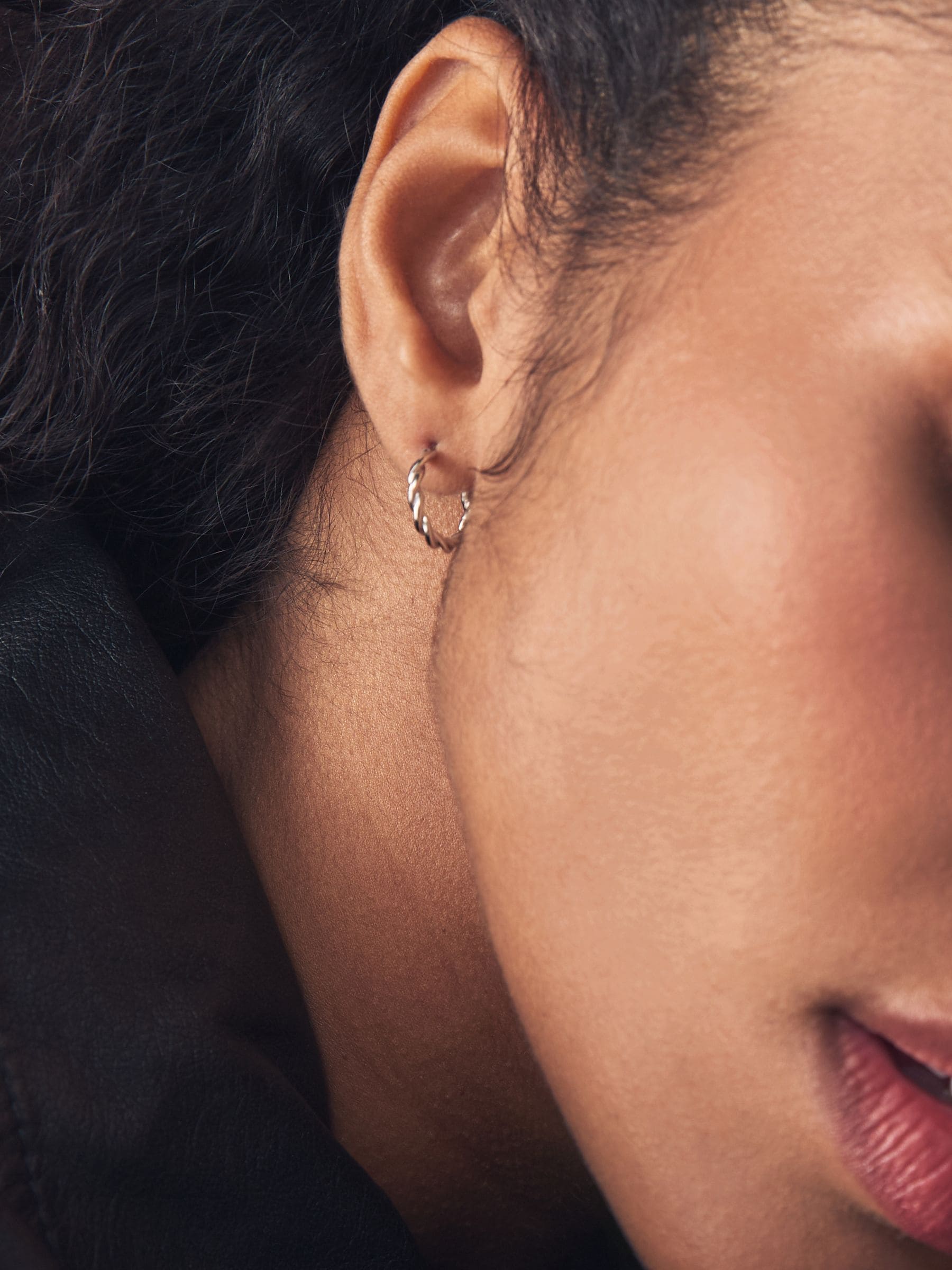 Sterling silver twist hoop earrings (British brand)
