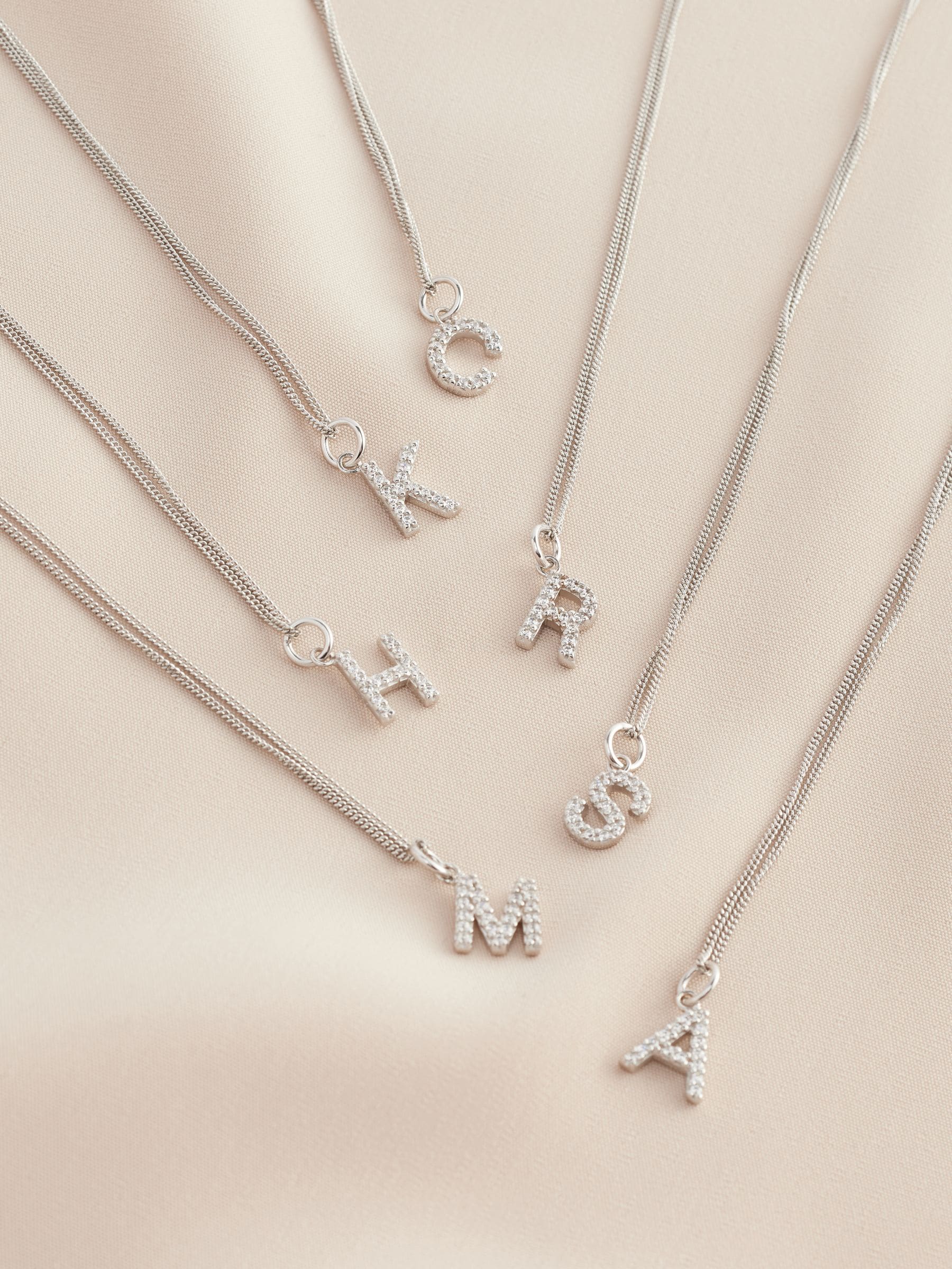 Sterling silver initial cubic zirconia necklace (British brand)