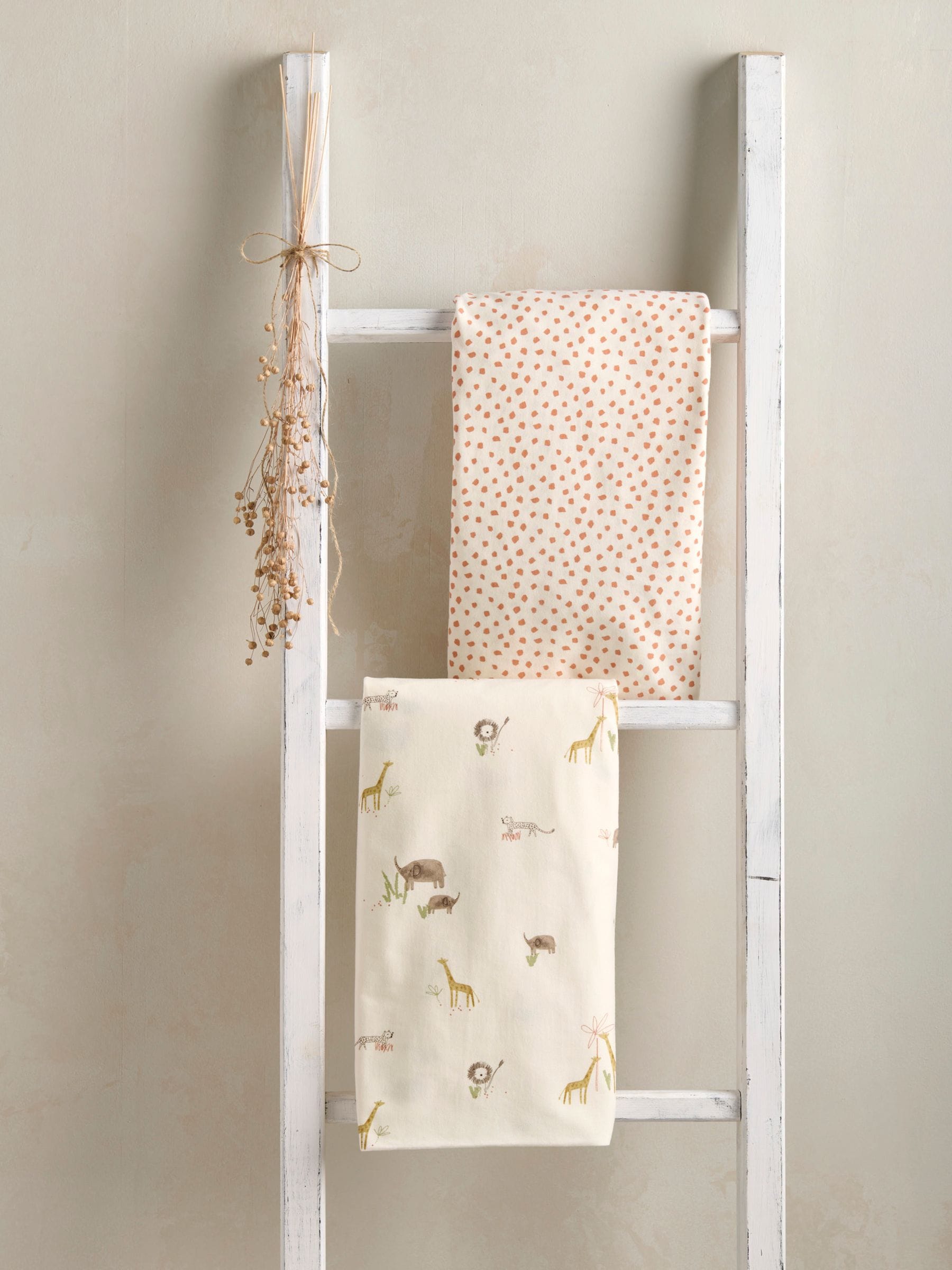 Mamas & Papas Jungle Cream 2 pack cotbed fitted sheets, imported from the UK