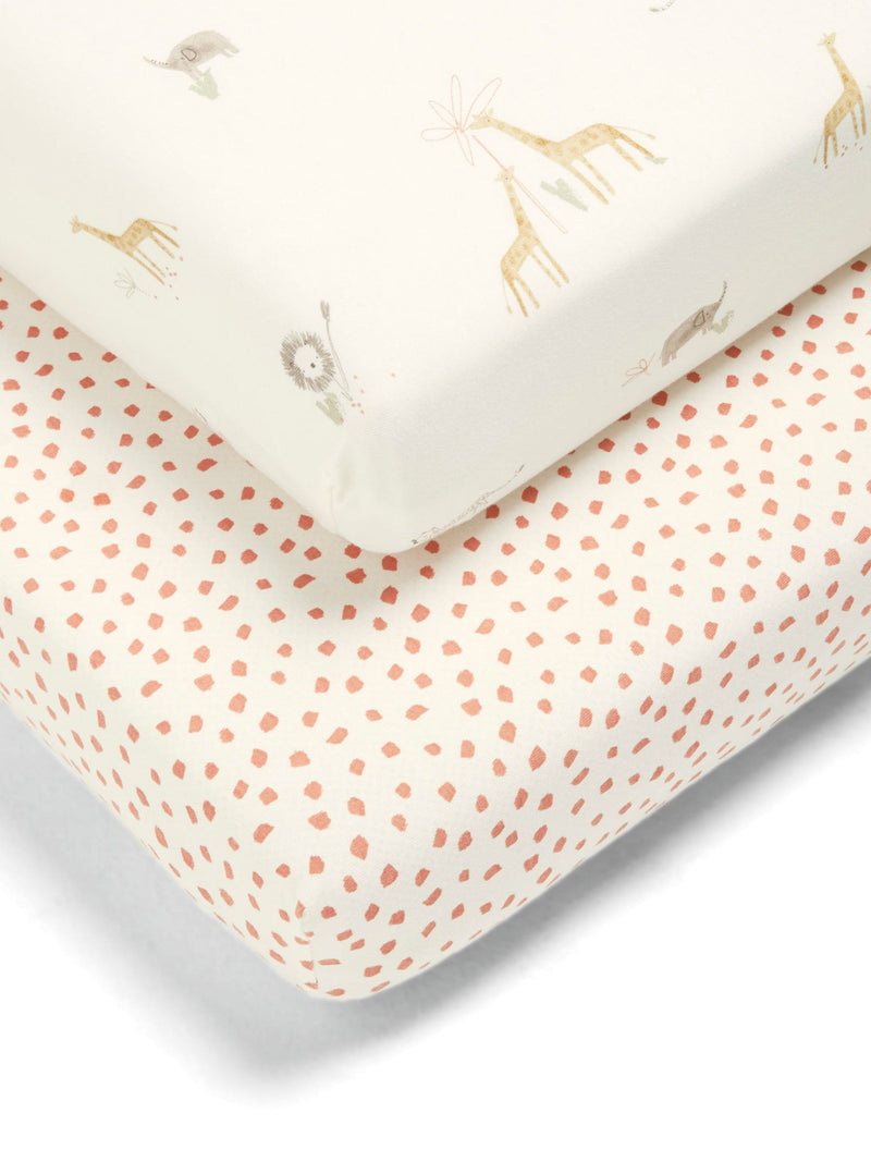 Mamas & Papas Jungle Cream 2 pack cotbed fitted sheets, imported from the UK