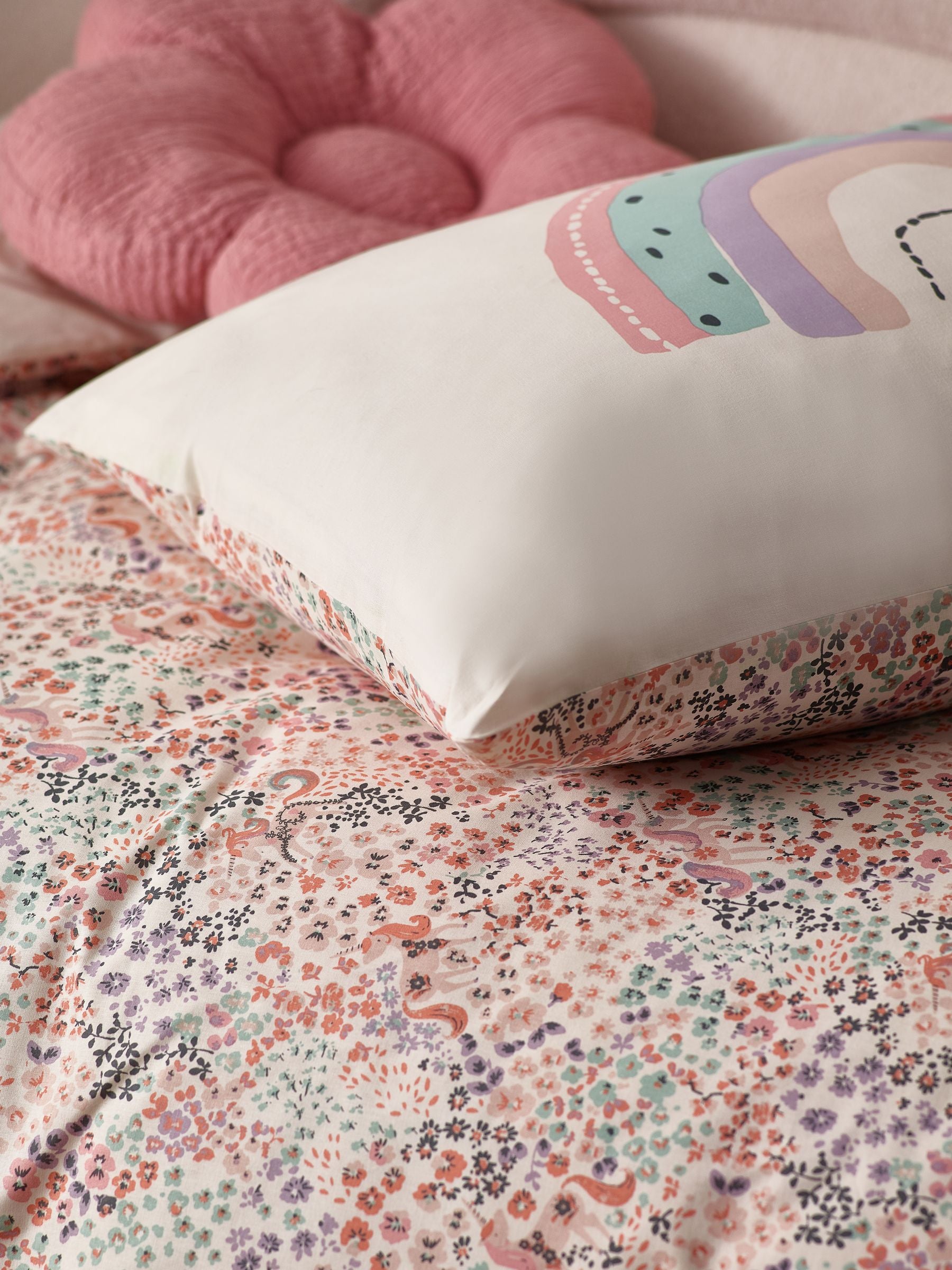 Reversible Scandi unicorn duvet cover and pillowcase set, imported from the UK