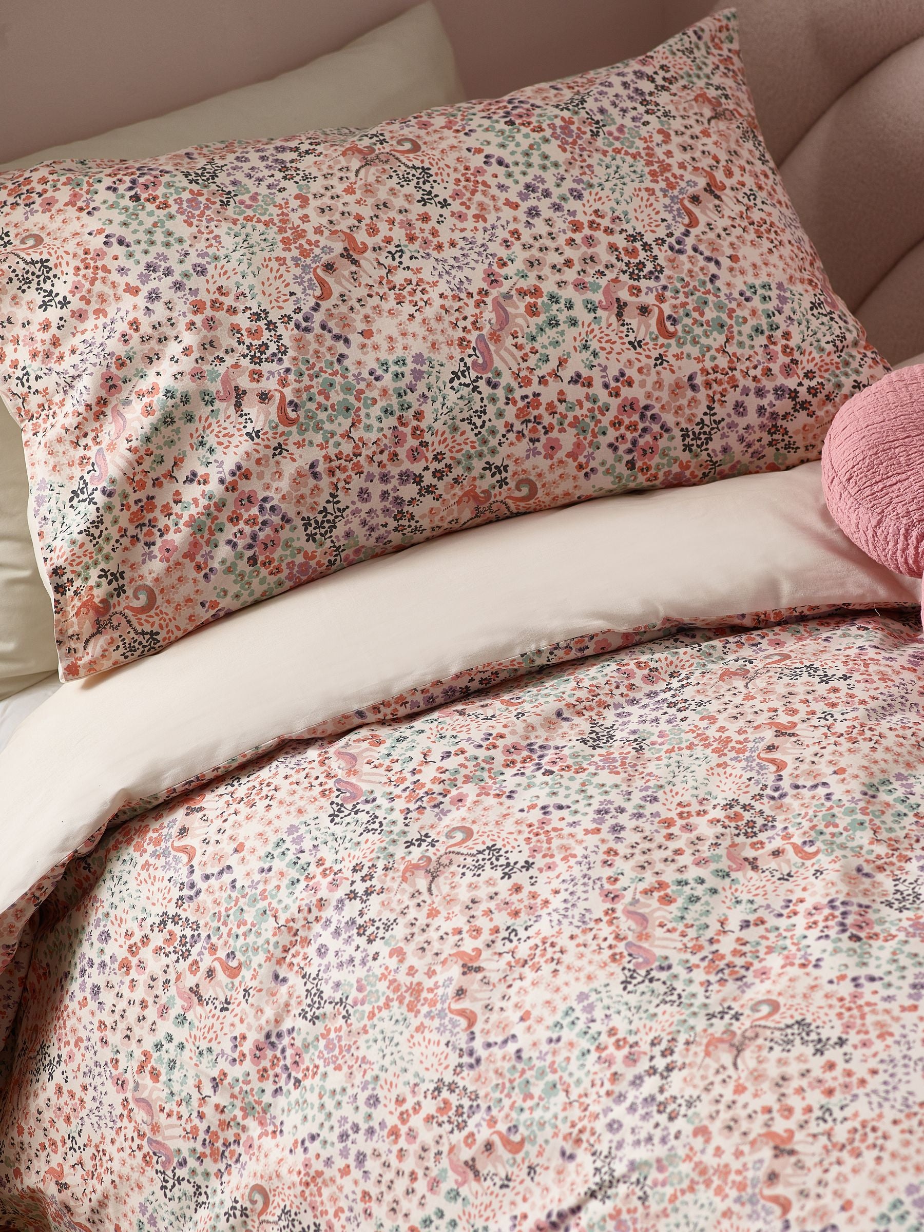 Reversible Scandi unicorn duvet cover and pillowcase set, imported from the UK
