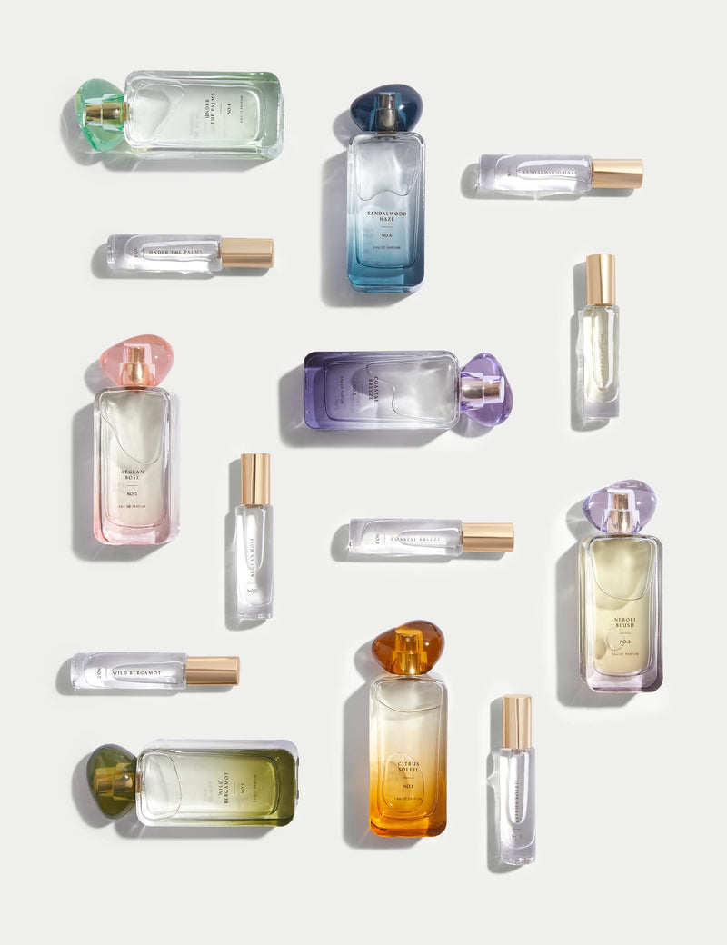 Aegean Rose eau de parfum set with 48ml and 9ml bottles, imported from the UK