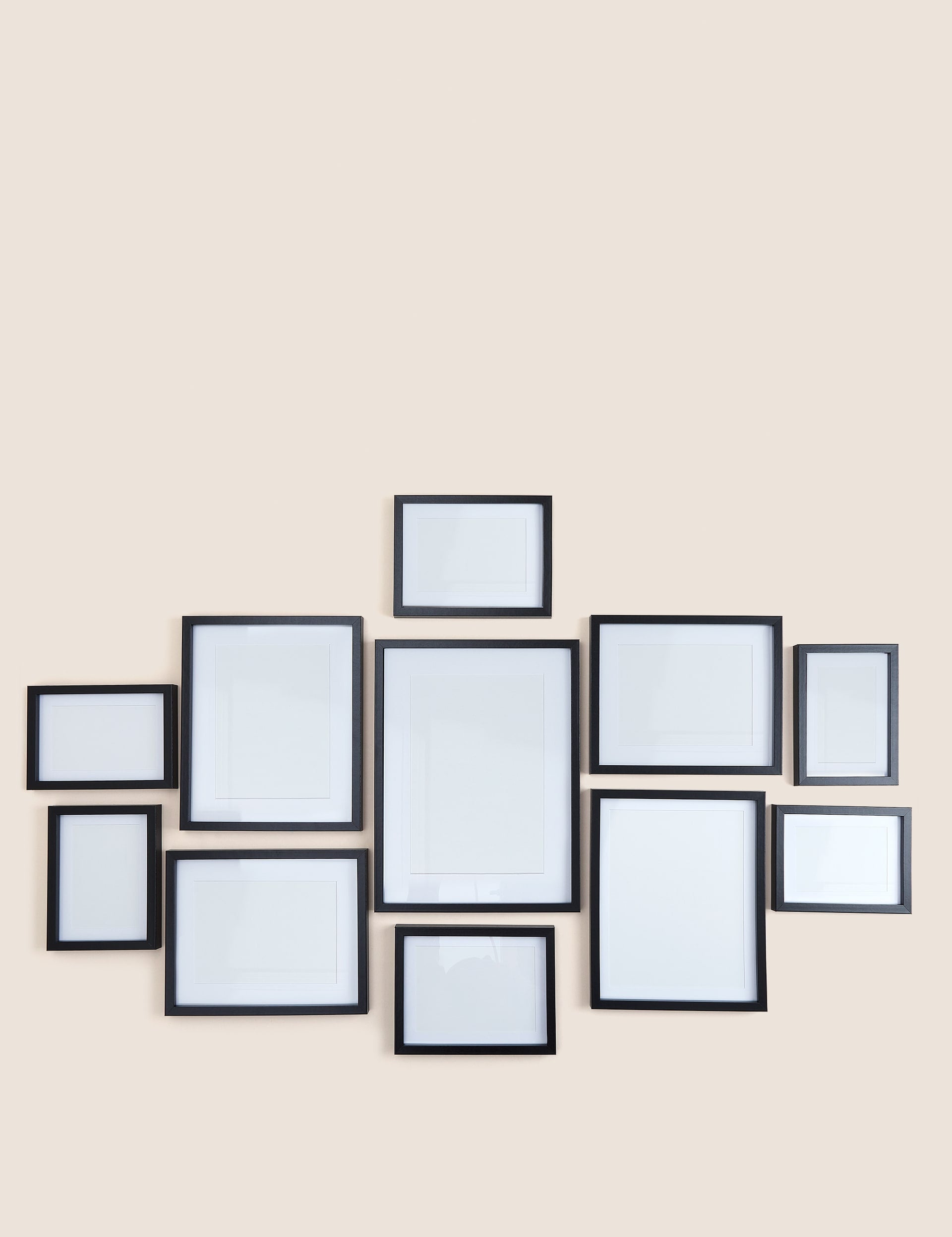 Set of 11 wood photo frames in multiple sizes (British brand)