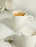 Set of 4 Ribbed Ceramic Espresso Cups