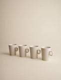 Set of four ribbed ceramic latte mugs (British brand)