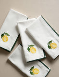 Lemon embroidered cotton napkins set of four, imported from the UK