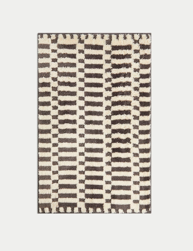 Cotton Blend Geometric Quick Dry Bath Mat - Charcoal