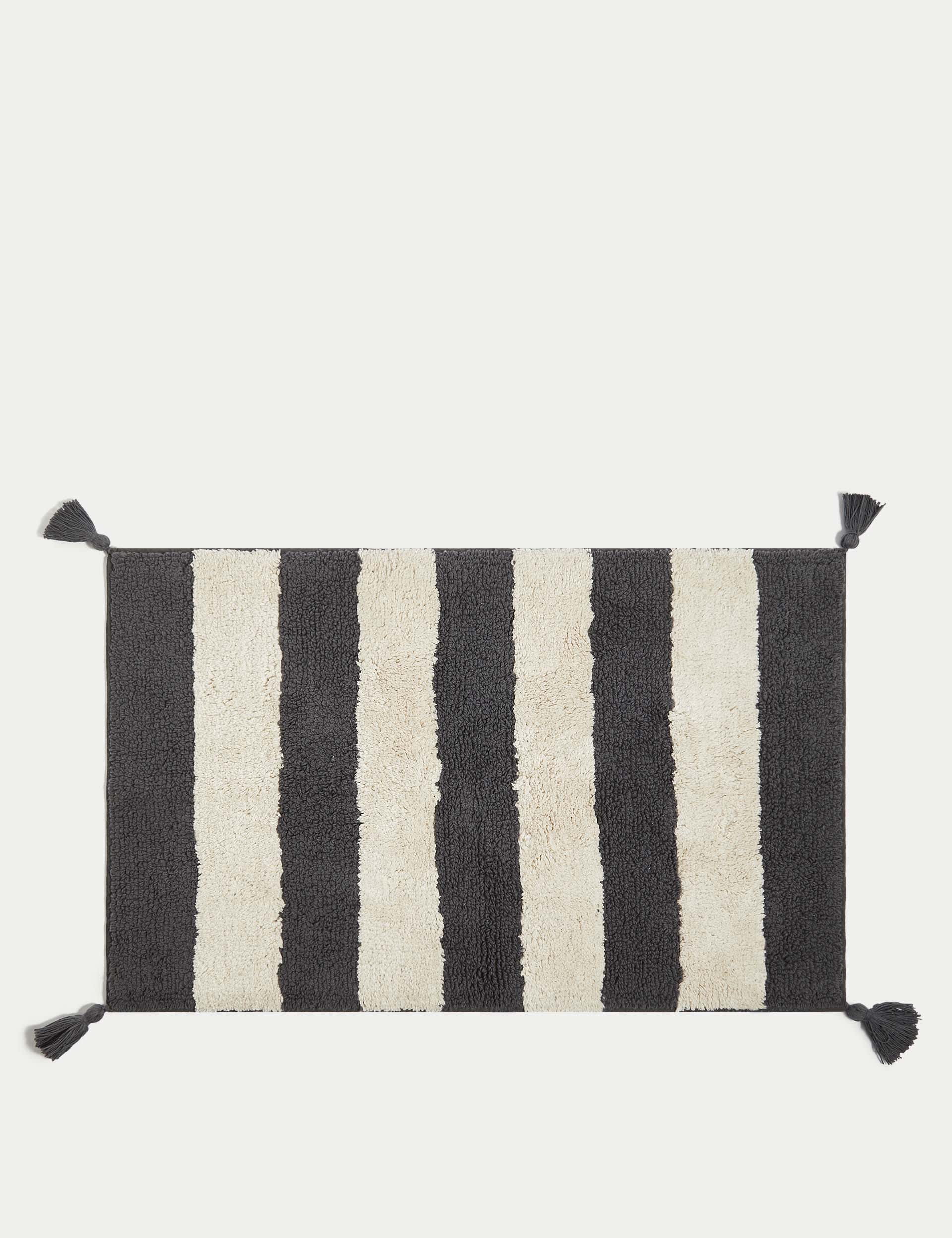 Pure cotton striped bath mat, imported from the UK