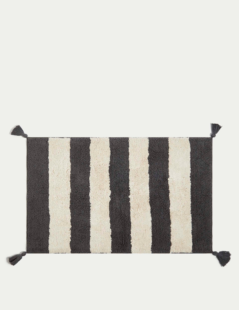 Pure cotton striped bath mat, imported from the UK