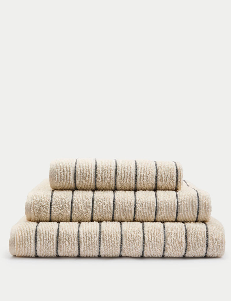 Pure cotton textured striped bath towel, imported from the UK