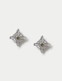 Platinum plated cubic zirconia birthstone stud earrings, imported from the UK