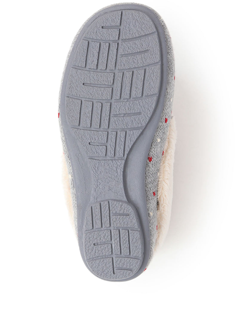 Jones Bootmaker polka dot faux fur lined slippers, imported from the UK