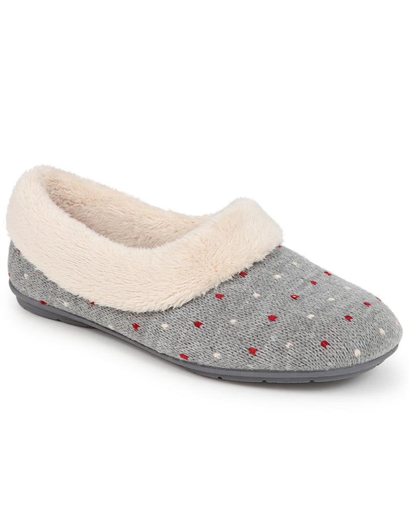 Jones Bootmaker polka dot faux fur lined slippers, imported from the UK
