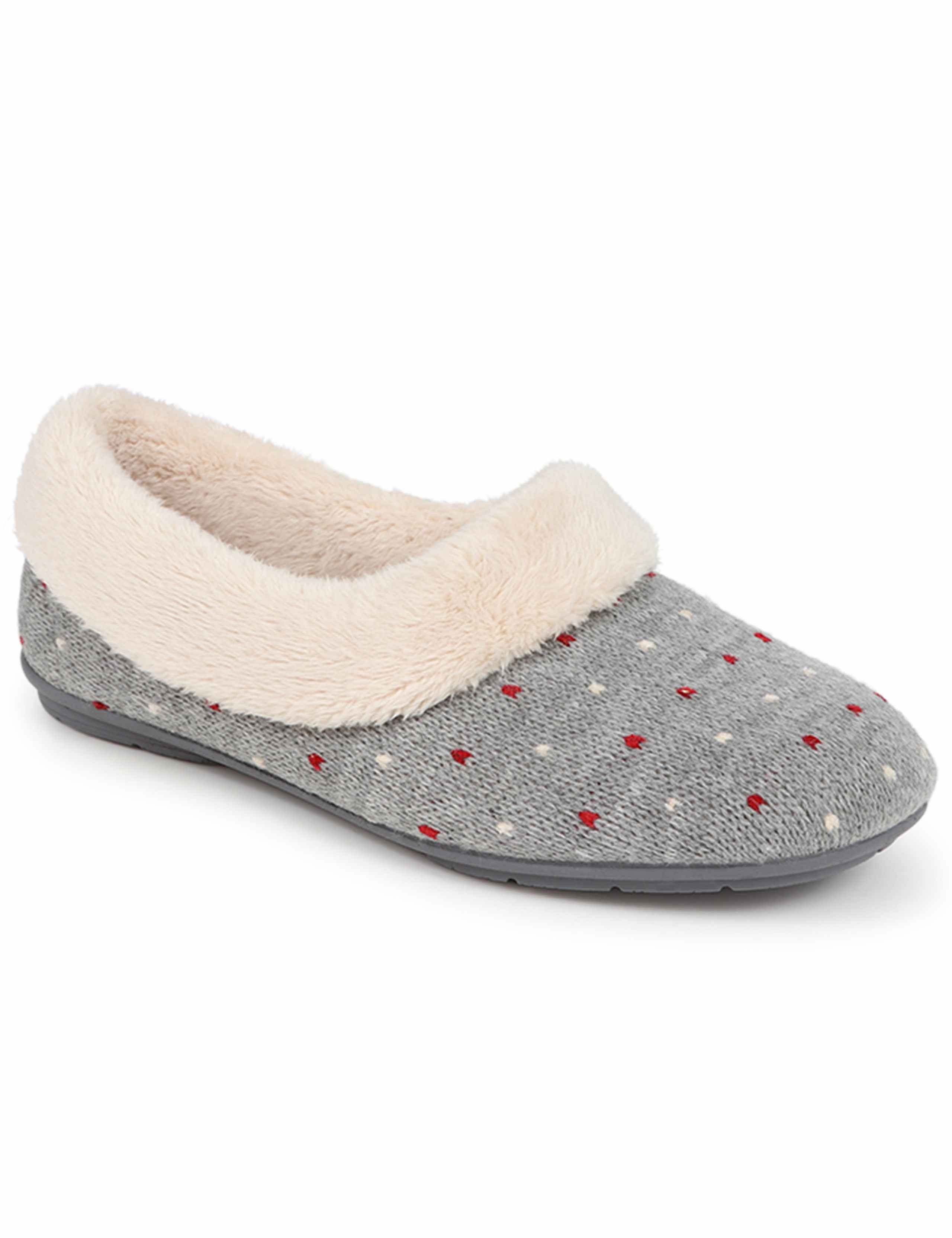 Jones Bootmaker polka dot faux fur lined slippers, imported from the UK
