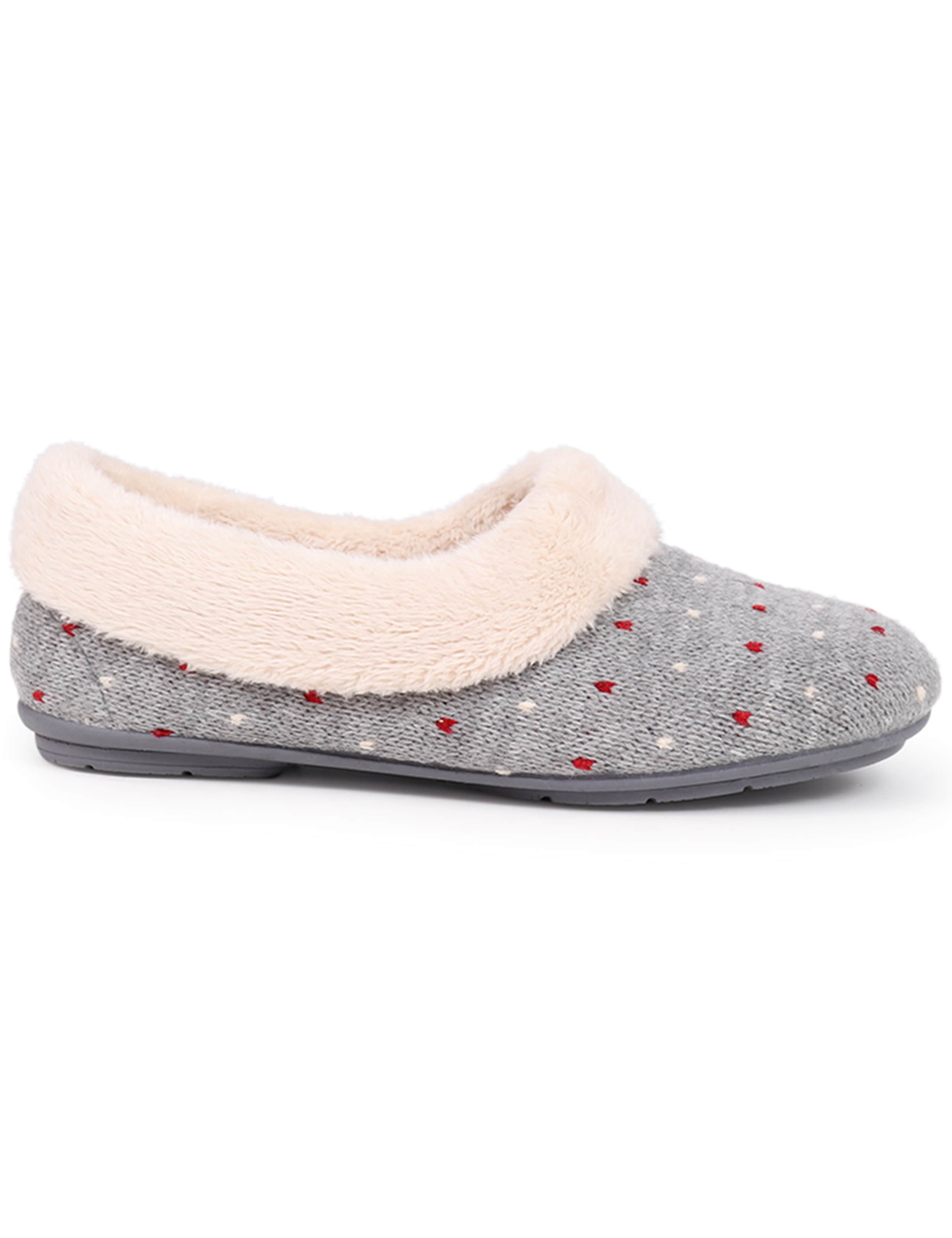 Jones Bootmaker polka dot faux fur lined slippers, imported from the UK