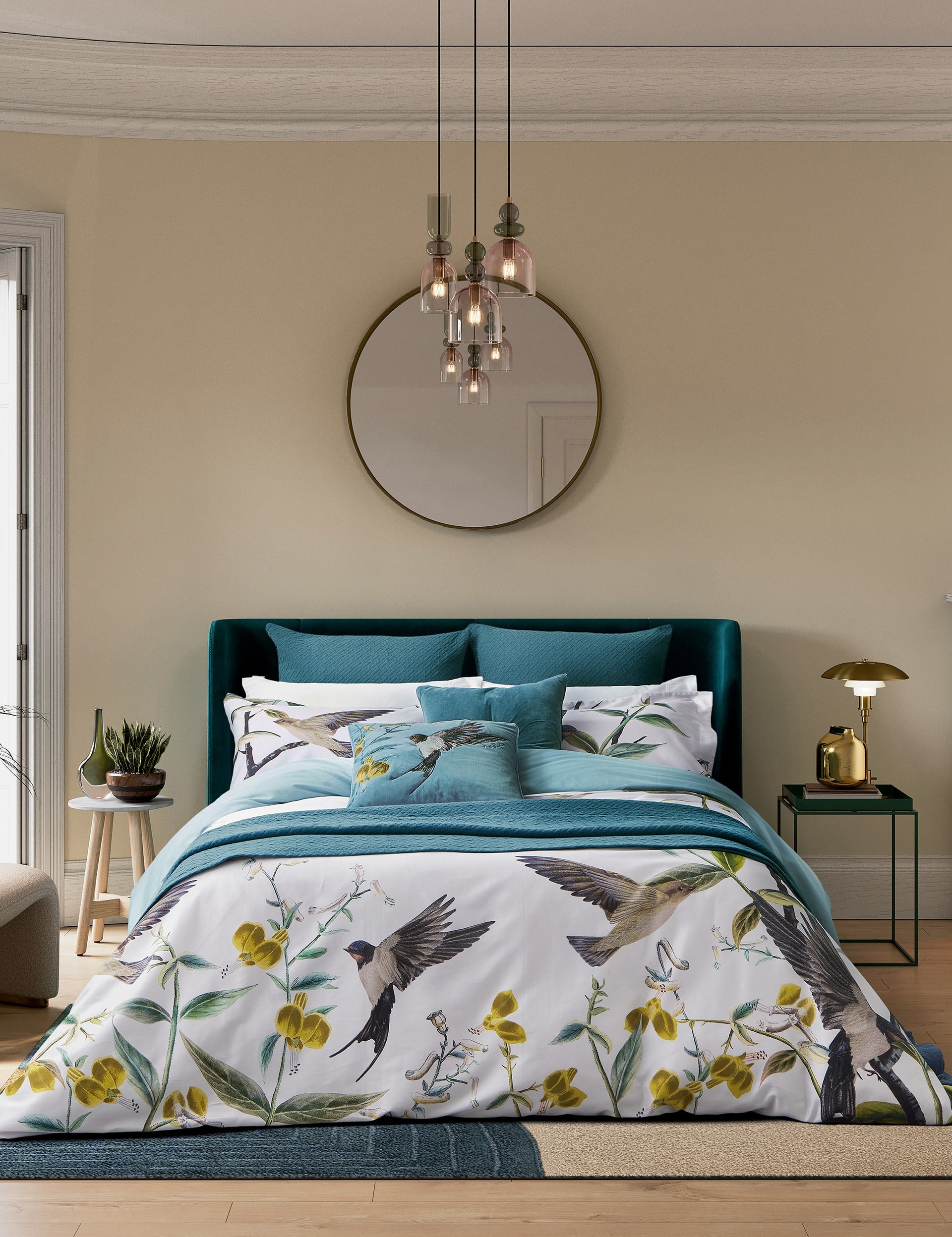 Pure cotton botanical birds bedding set, imported from the UK
