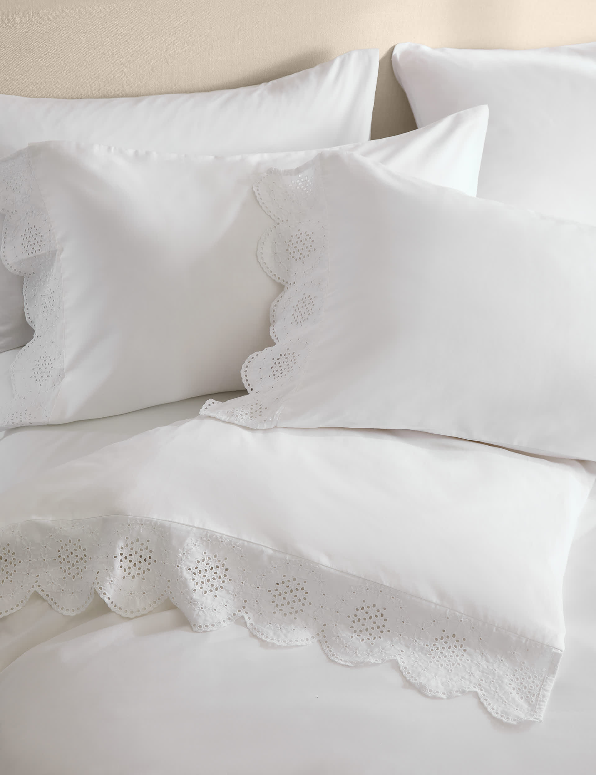 Pure cotton broderie anglaise bedding set, imported from the UK