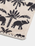 Pure cotton towel with elephant and palm tree design, imported from the UK