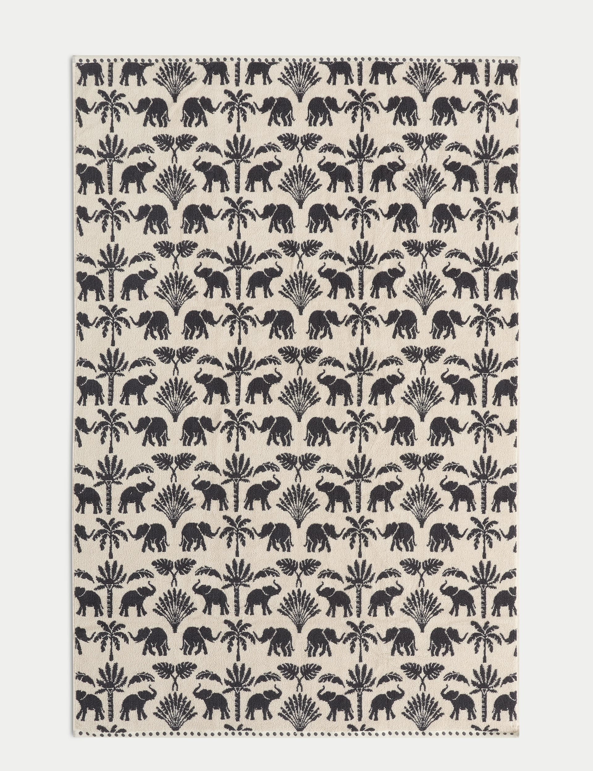Pure cotton towel with elephant and palm tree design, imported from the UK