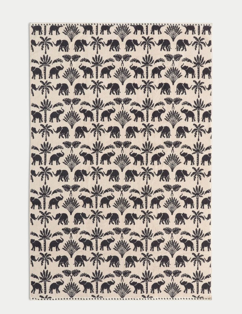 Pure cotton towel with elephant and palm tree design, imported from the UK