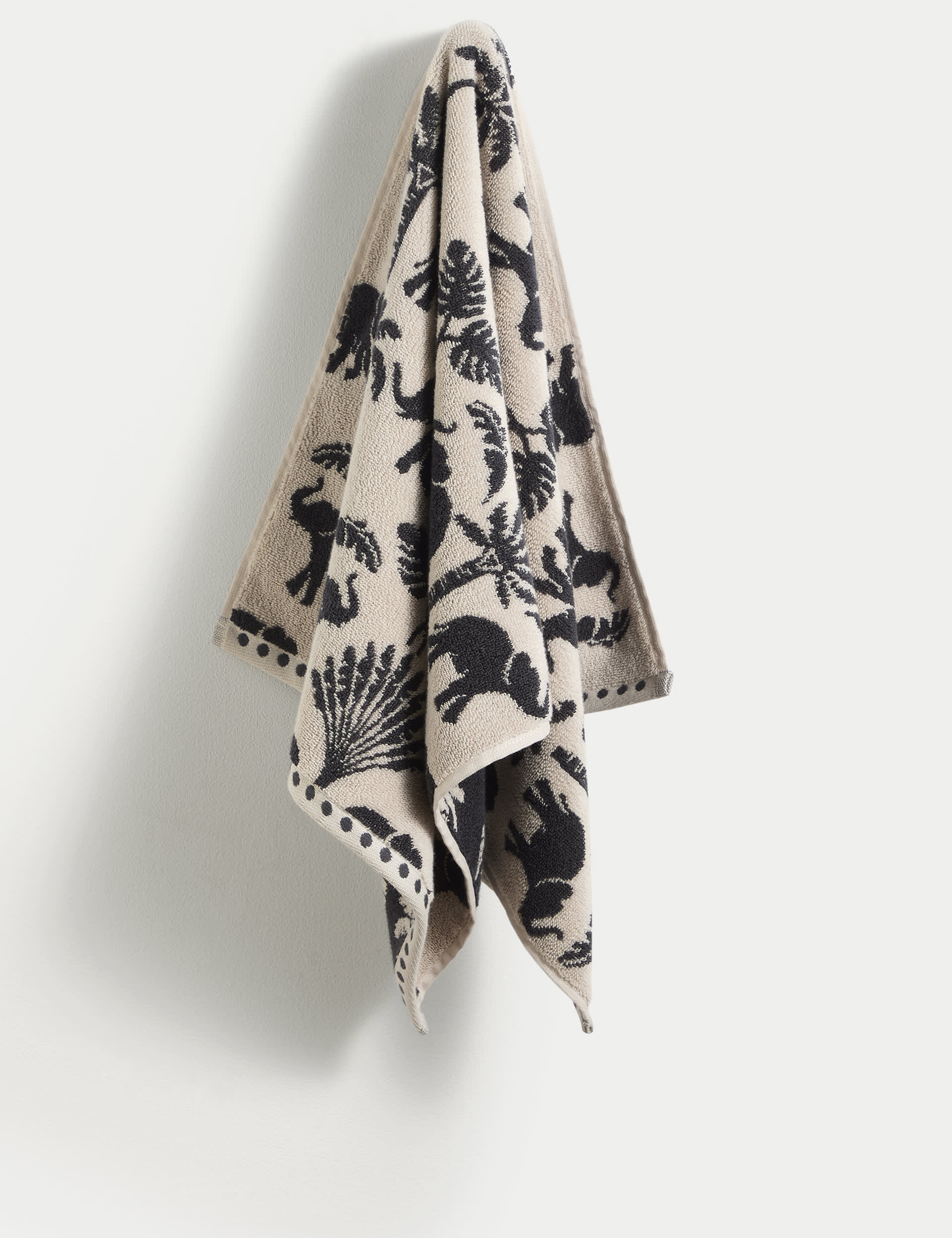 Pure cotton towel with elephant and palm tree design, imported from the UK