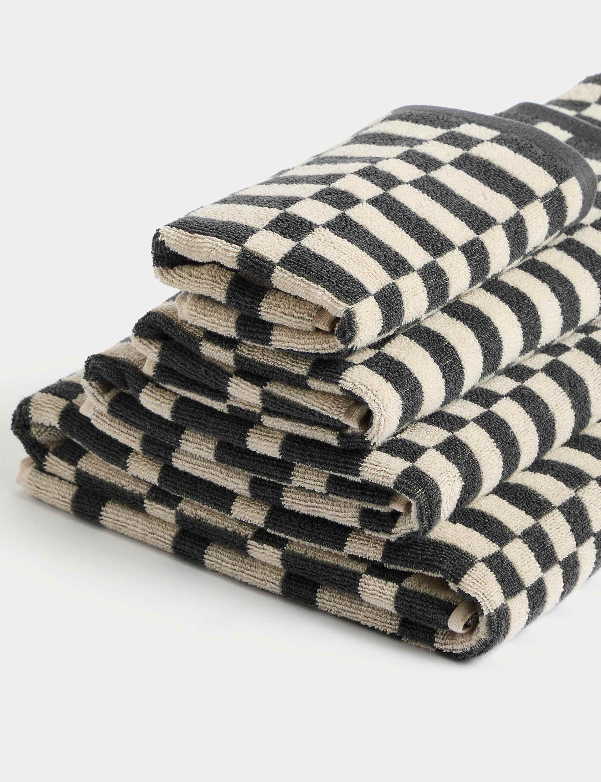 Pure Cotton Geometric Check Towel