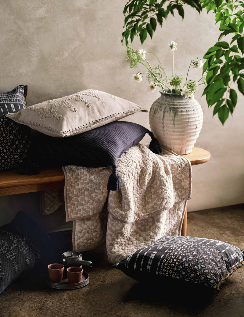 M&S x Fired Earth Ikat Geometric Bedspread, imported from the UK