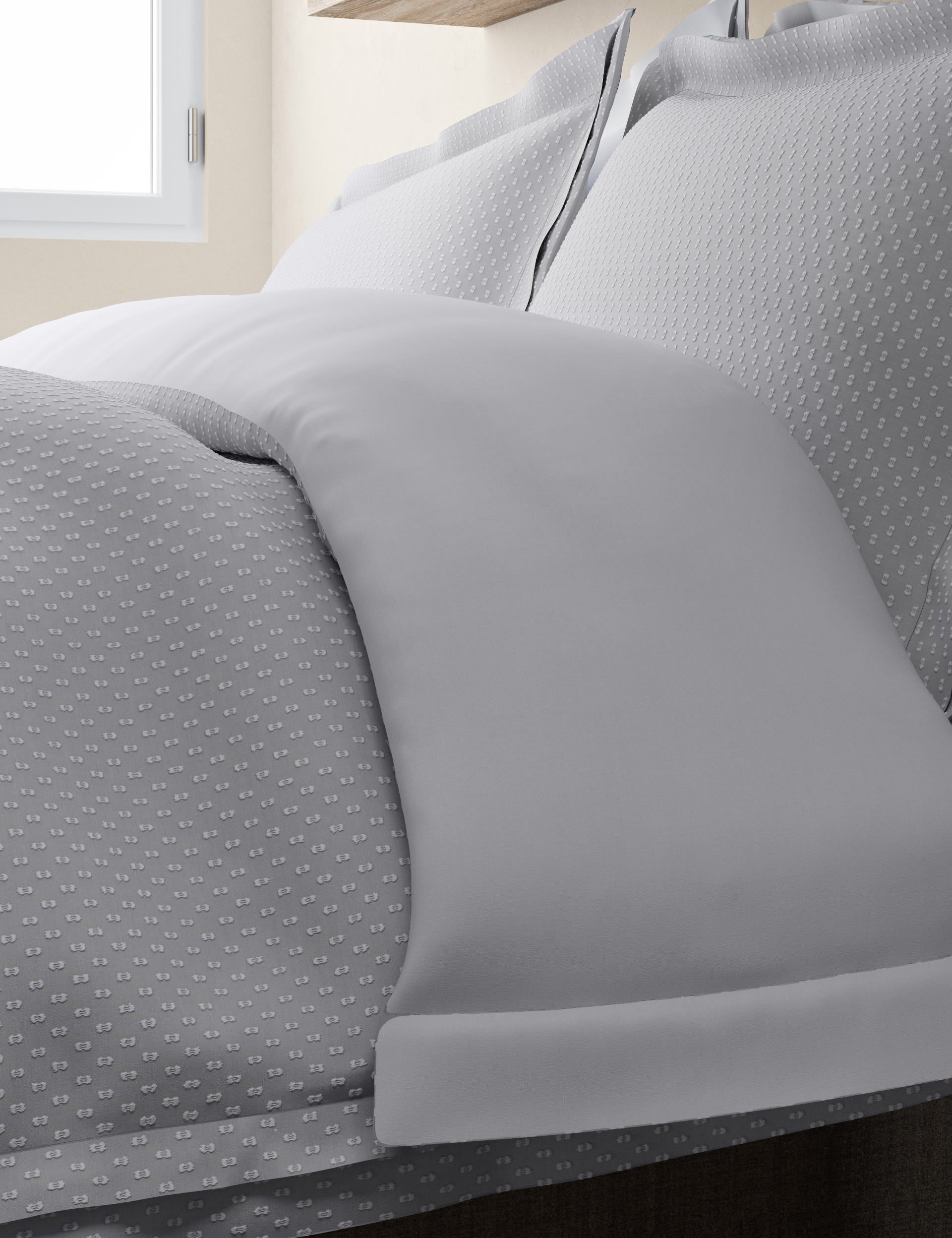 Pure cotton iris spotty dobby bedding set, imported from the UK
